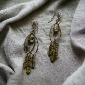 Peridot and crystal Swarovski dangle earrings